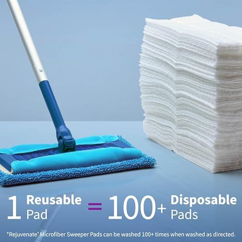 Rejuvenate Microfiber Sweeper Pads - 5 Count Reusable Replacement for Swiffer Mops