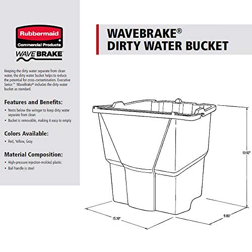 rubbermaid commercial dirty water bucket for wavebrake 20 35 Qt system red