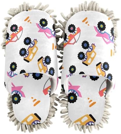 Kigai Microfiber Slippers Cartoon Trucks forLOOR Fun