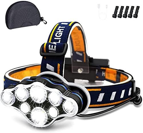 8 LED Rechargeable Headlamp Waterproof 500m illumination
