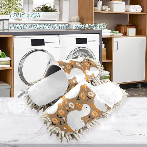 RunningBear White Ducks Mop Slippers for Easy Floor Cleaning