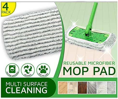 F Flammi 4-Piece Reusable Mop Pad Set for Swiffer Sweeper