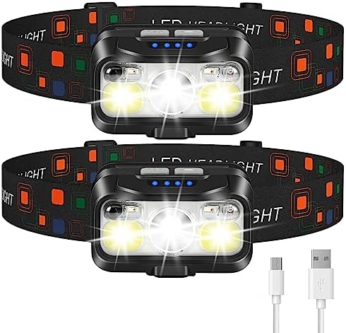 1200 Lumen Rechargeable Headlamp 2-Pack Waterproof