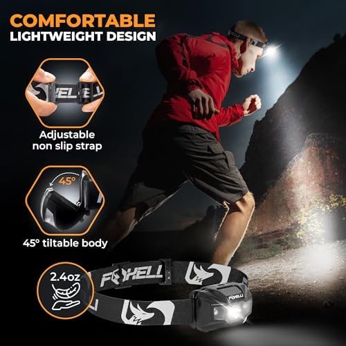 Foxelli Rechargeable LED Headlamp Delimiter Ultralight Waterproof Rechargeable Perfect for Hiking