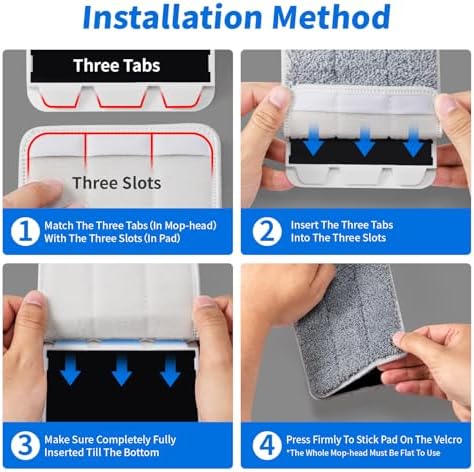 Oshang Flat Mop Head Refill 4-Pack White Grey