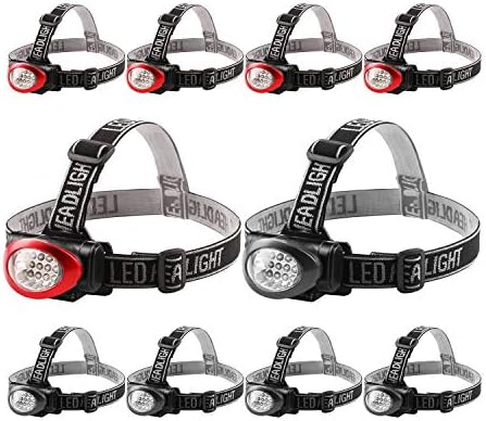 10-Pack 12 LED 3 Mode Portable Headlamp Durable Outdoor Use