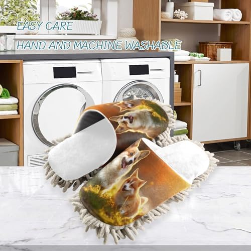 Running Bear White Sunset Dogs Mop Slippers Cozy Effective Floor Cleaning Tool