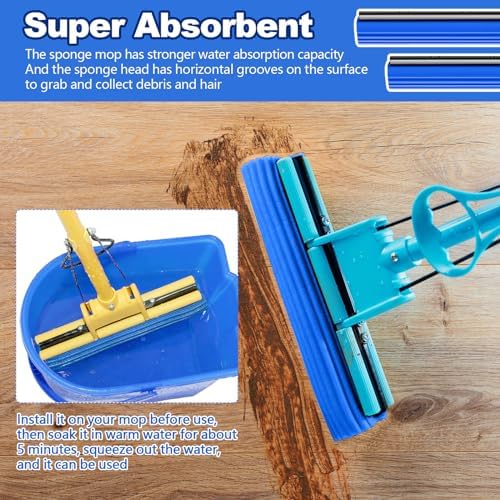 10 Pcs Blue Sponge Roller Mop Refill Heads