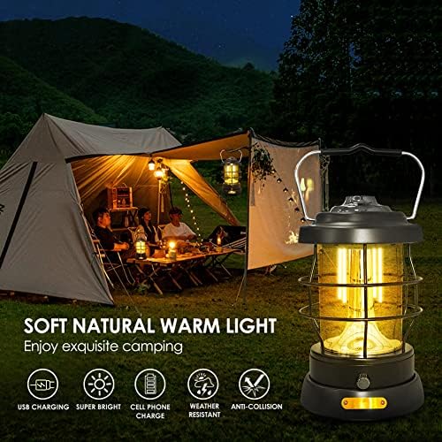 Electric Camping Lantern 1500LM Rechargeable 2 Modes Portable