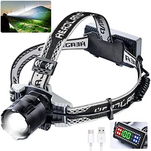 BROVAVE Rechargeable Headlamp 100000 Lumens Red Safety Lights 4 Modes IPX6 Waterproof