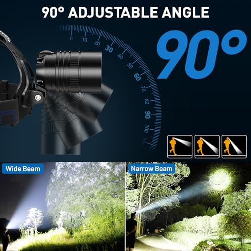 CrazyBrace Rechargeable LED Headlamp 2-Pack 990000 Lumen 12H Long Runtime Waterproof Adjustable