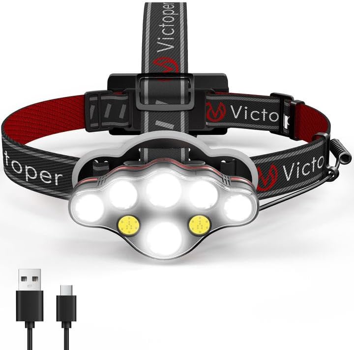 IPX5 Waterproof Headlamp Rechargeable 8 Modes 18000 Lumens Light 53oz