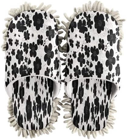 Zhirexin Black Flowers Kitchen Slippers