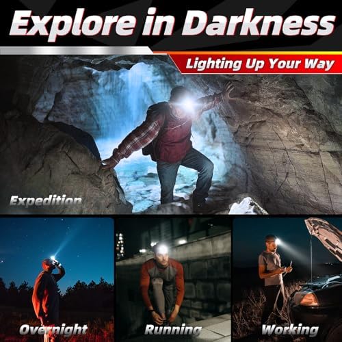 Rechargeable Headlamp with Red Light and Motion Sensor