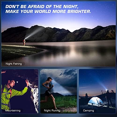 BROVAVE Rechargeable Headlamp 100000 Lumens Red Safety Lights 4 Modes IPX6 Waterproof