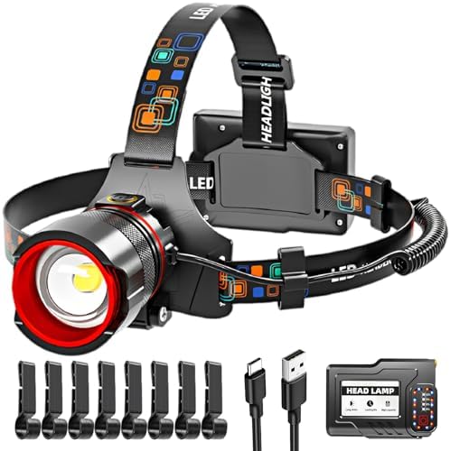 Rechargeable 900000 Lumen 6 Modes Headlamp for Foreheads