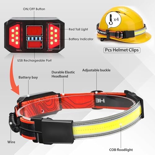 Aikertec Rechargeable Headlamp 4-Pack waterproof bright