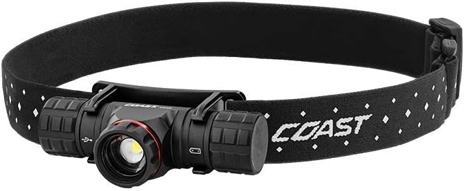 Coast HL8R Rechargeable Pure Beam Focusing Headlamp 800 Lumens Long-Lastingadjustable Beam