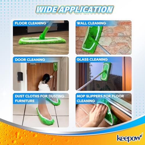 KEEPOW Reusable Wet Pads Refills Compatible with Swiffer Sweeper Mop