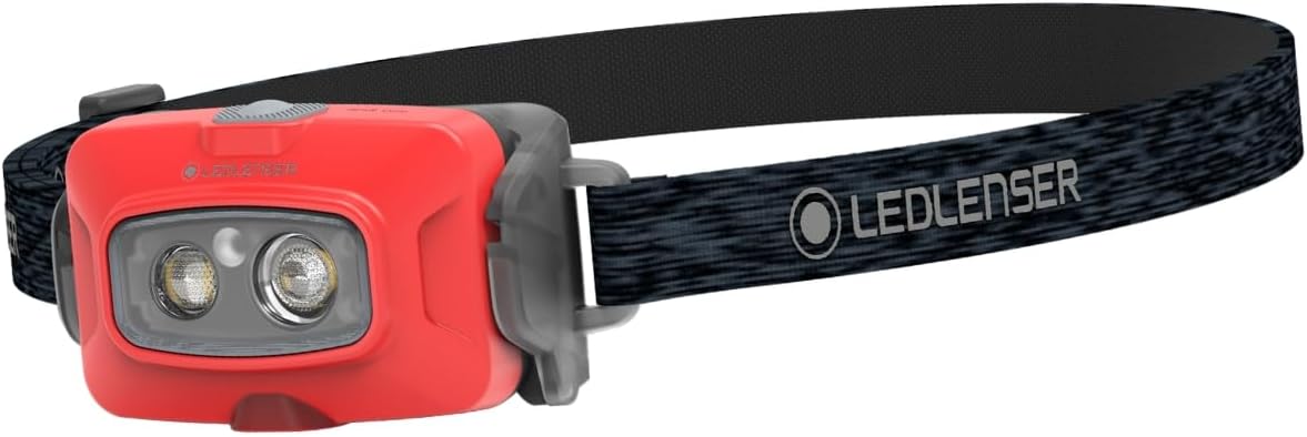 Red Sub Light Recharged LED Headlamp for Trail Use Small Waterproof