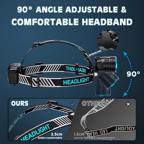 300000 LM Red Light Headlamp 7 Modes IP67 Waterproof