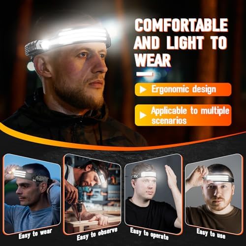 6-Piece Rechargeable LED Headlamp Perfect for Hiking Camping