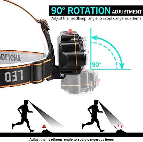 DAWINSIE 8 LED Rechargeable Headlamp Waterproof 4 Lighting Modes Adjustable Hiking-friendly