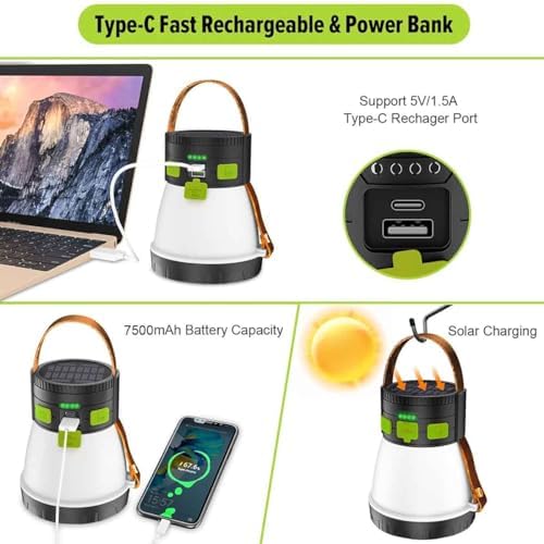 8 Lighting Modes Rechargeable Waterproof Camping Lantern with 7500mAh Battery