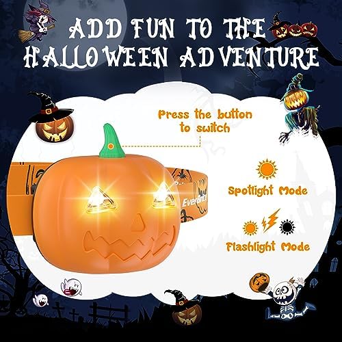 5-PK Kids Halloween Headlamp with Red Light Memory Function