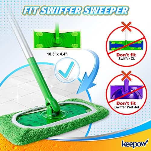 KEEPOW Reusable Wet Pads Refills Compatible with Swiffer Sweeper Mop