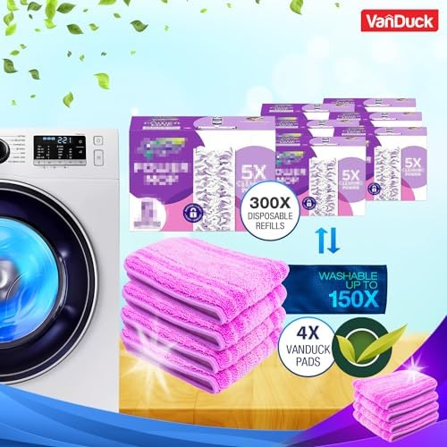 VanDuck Reusable Mop Pads for Swiffer PowerMop 4 Pack - Multi-Surface Cleaning