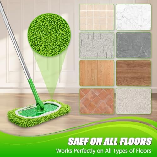 MEETI Set of 4 Reusable Microfiber Mop Pads