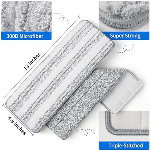 Oshang Flat Mop Head Refill 4-Pack White Grey