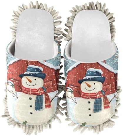 White Christmas Running Bear Mop Slippers