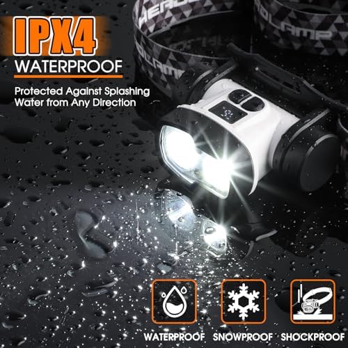BOBKID Rechargeable LED Headlamp with 9 Modes and Motion Sensor