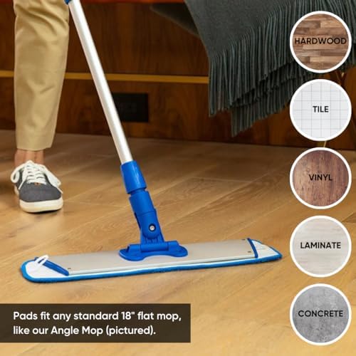 Quick Clean Durable 18 Microfiber Mop Pads 3-Pack