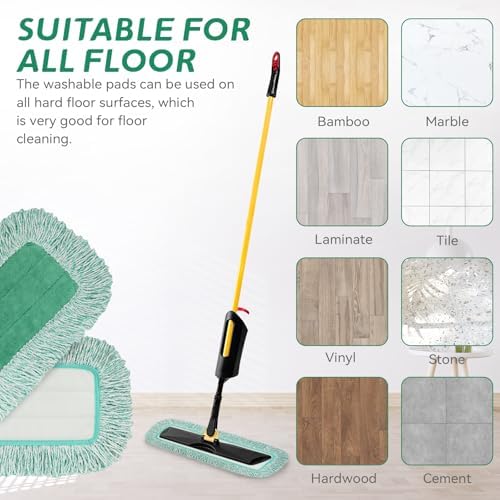 Green Microfiber Dust Mop Pads for Hardwood Tile and Laminate Floors