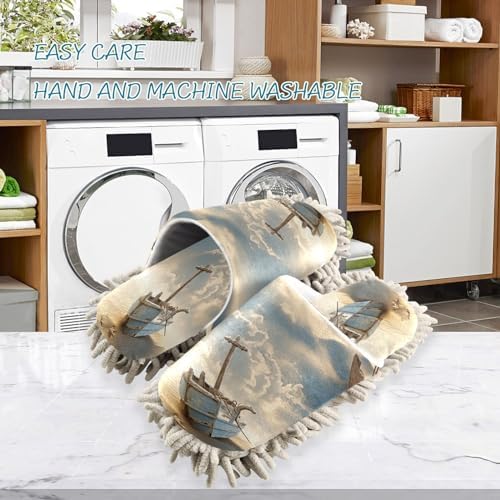 Zhirexin Microfiber Mop Slippers for Men Women Comfortable Cleaning Shoes