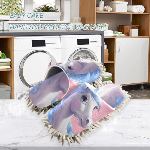 Mission Microfiber Cleaning Slippers Dreamy Horse Washable Mop Shoes for MenWomen