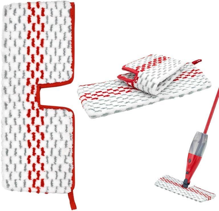 4 Pack Washable Microfiber Refill Spray Mop Pads Red