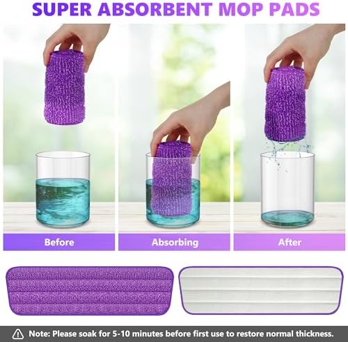 ILAVCOOL 6-Pack Reusable Mop Pads for Swiffer PowerMop Wood Floors