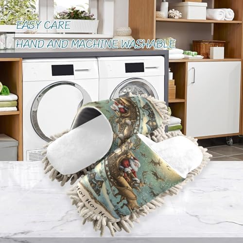Merry Christmas Fun Cozy Santa Slippers for Wood Floor Dusting