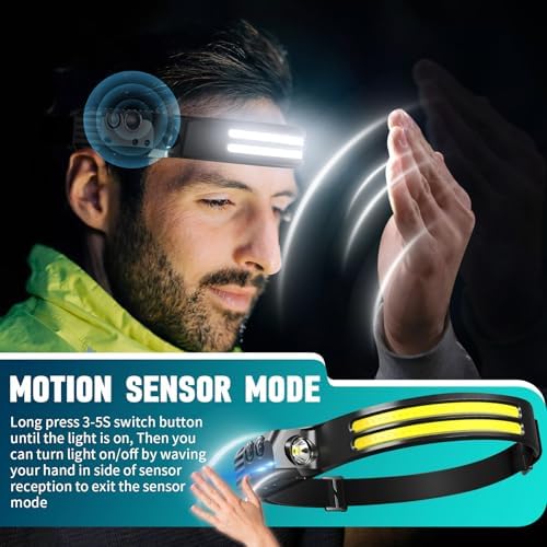Rechargeable Headlamp 8-Piece Pack with 230 Wide Beam Motion Sensor
