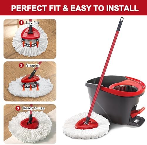 4 Pack Mop Heads for Easy Wrin Spin Mop Ensure Deep Clean