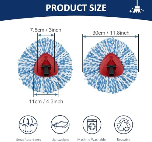 6 Pack Spin Mop Microfiber Head for Oceda RinseClean 2 Tank System