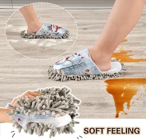 White Christmas Snowman Mop Slippers