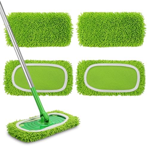 MEETI Set of 4 Reusable Microfiber Mop Pads
