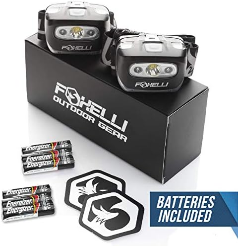 Foxelli - LED Headlamp Flashlight 165ft Beam waterproof durable