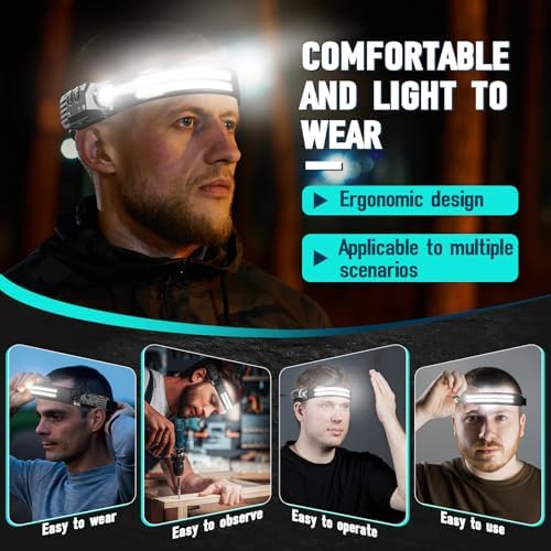 Rechargeable Headlamp 8-Piece Pack with 230 Wide Beam Motion Sensor