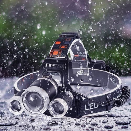 WalkThree rechargeable LED headlamp for adults camping hiking running